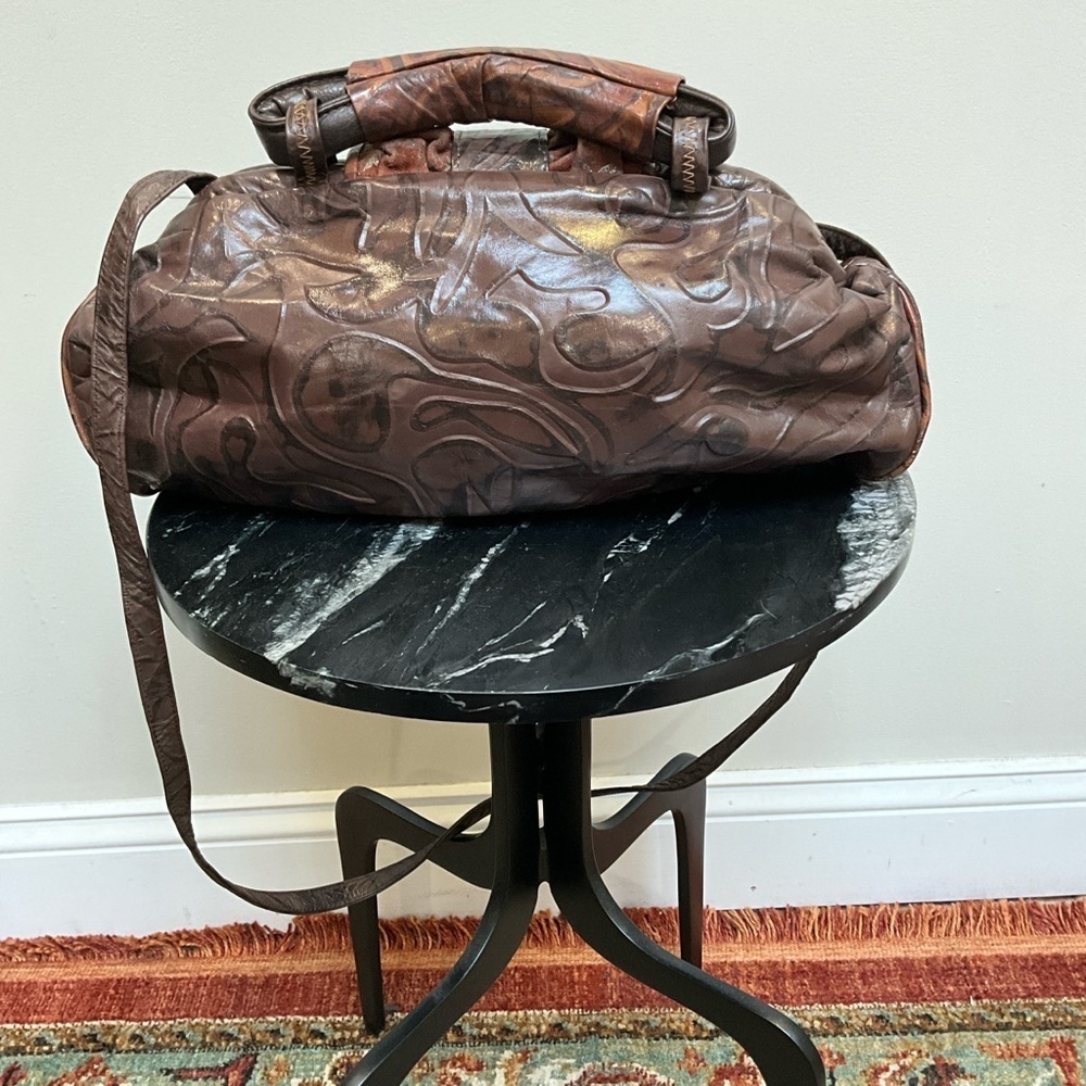 80s tool leather oblong brown crossbody bag - Picture 5 of 10